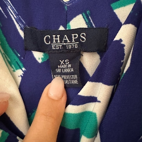 Chaps maxi dress tropical leaves green and blue size XS - Picture 3 of 3